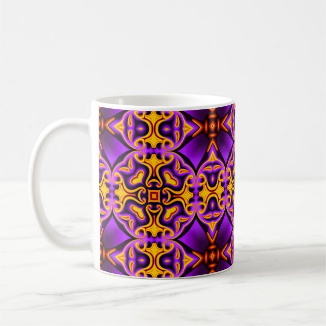 Purple Yellow Patterned Coffee Mug (Left)