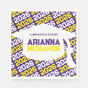 Purple & Yellow Personalized Graduation Cap Paper Napkins