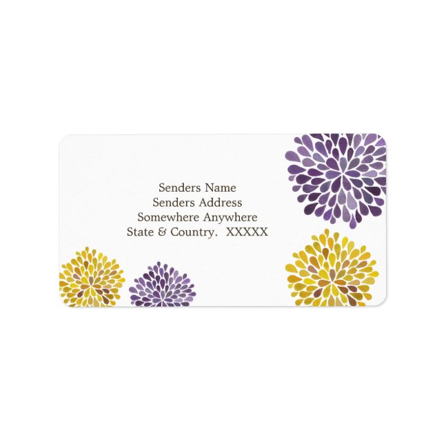Purple & Yellow Petal Blooms Address Labels (Front)