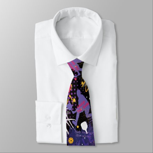  Purple  yellow Pickleball pattern Neck Tie