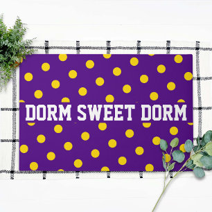 Purple Yellow Polka Dot Dorm School Football Home Doormat