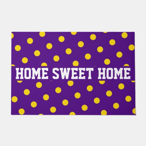 Purple Yellow Polka Dot School Football Home Doormat