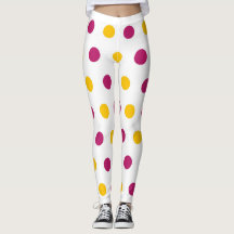 Purple yellow Polka Dots on white, cute and trendy