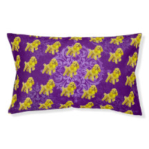 Purple Yellow Poodle Floral Pattern Pet Bed
