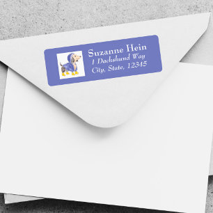 Purple Yellow Raincoat Dachshund  Label