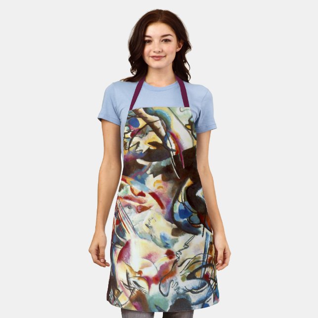 Purple Yellow Red Blue Kandinsky Abstract Painting Apron (Worn)