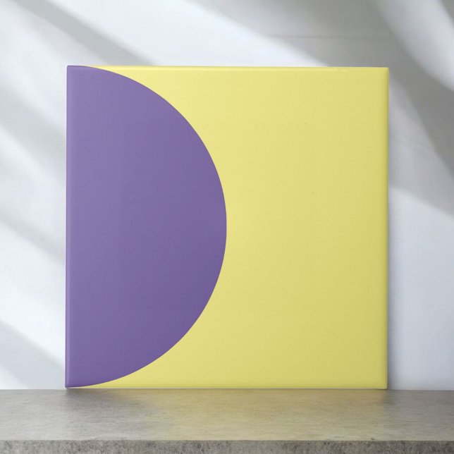 Purple Yellow Retro Half Circle Mid Century Modern Ceramic Tile (Creator Uploaded)