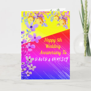 Purple & Yellow Rose Modern Boho Anniversary Invitation