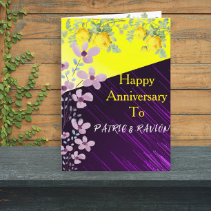 Purple & Yellow Rose Modern Boho Chic Floral Neon Invitation