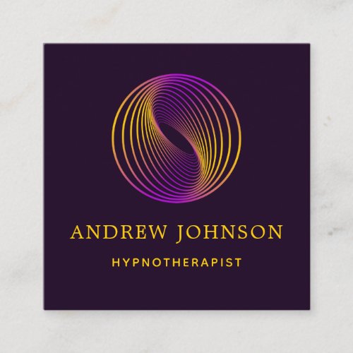 Purple Yellow Sound Wave Hypnotherapy Minimalist  Square Business Card