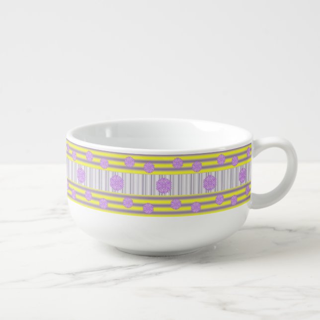 Purple Yellow Stripe Soup Mug (Left)