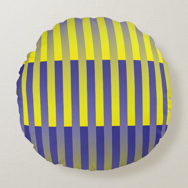 Purple Yellow Striped Pattern Round Pillow (Front)