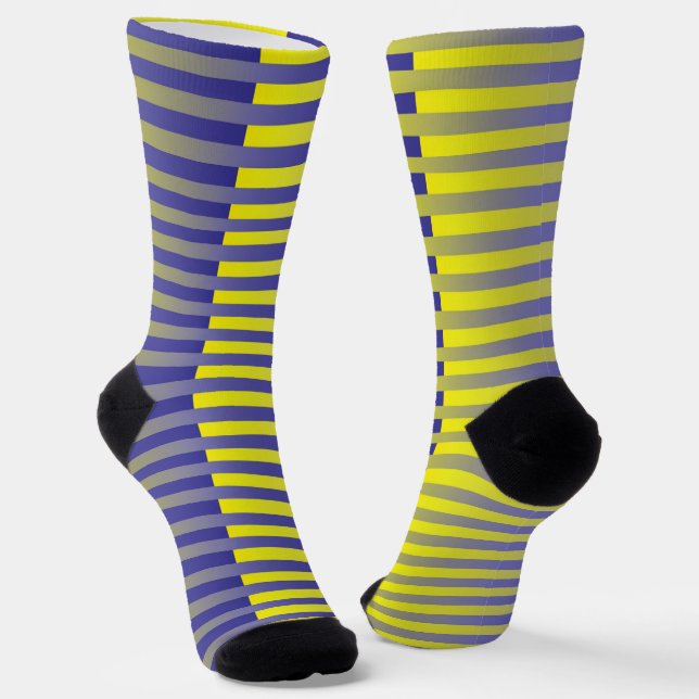 Purple Yellow Striped Pattern Socks (Angled)