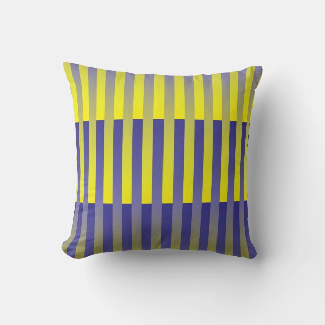 Purple Yellow Striped Pattern Throw Pillow (Front)