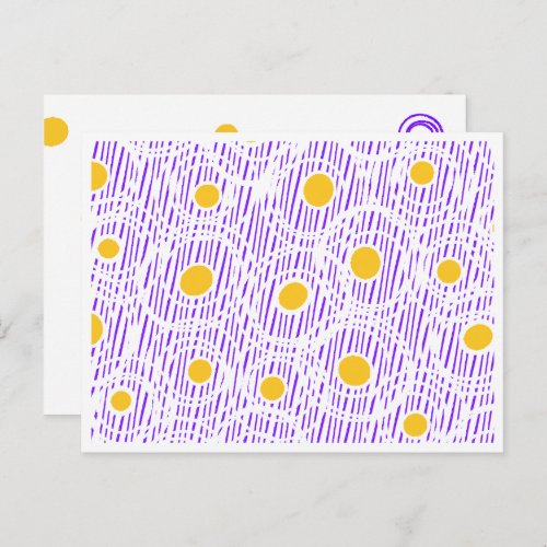 Purple  Yellow Stripes  Dots Postcard Template