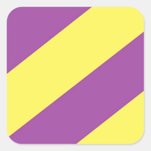 Purple  Yellow Stripes Square Sticker