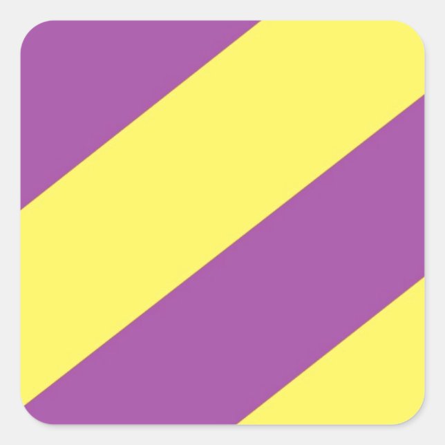 Purple & Yellow Stripes Square Sticker (Front)