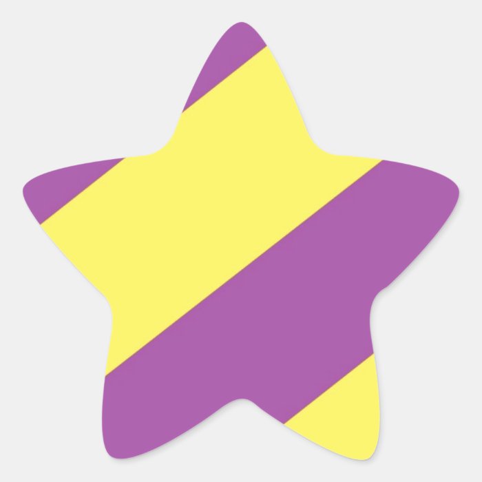 Purple & Yellow Stripes Star Sticker