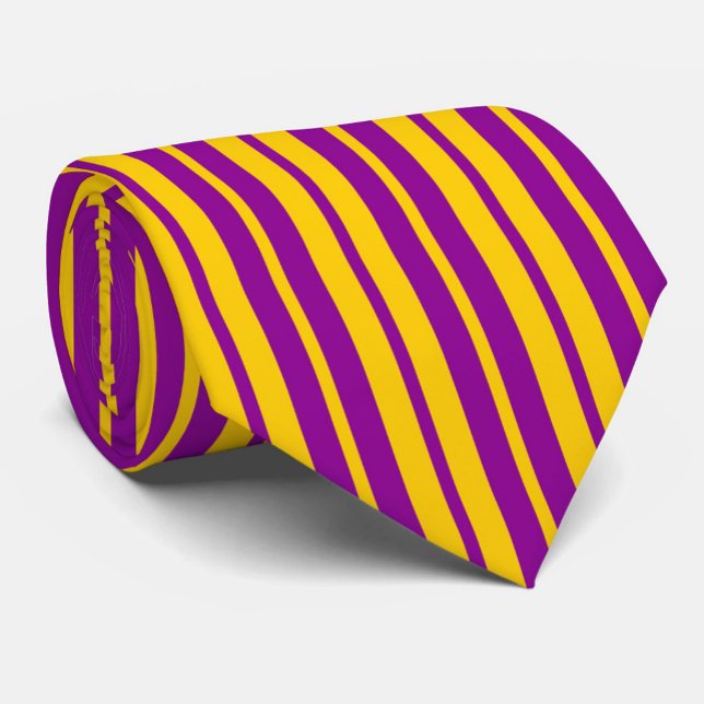 Purple Yellow Stylish Stripes Pattern Design  Neck Tie (Creator Uploaded)
