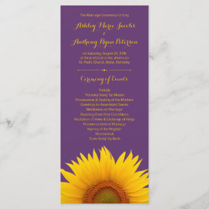 Purple Yellow Sunflower Wedding Program