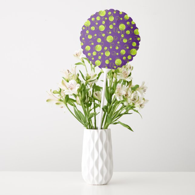 Purple Yellow Tennis Ball Pattern Balloon (Vase)