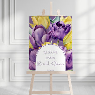 Purple yellow tulips Bridal shower Welcome Foam Board