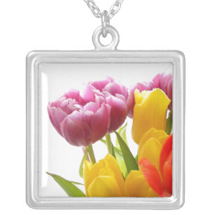 Purple & Yellow Tulips Necklace
