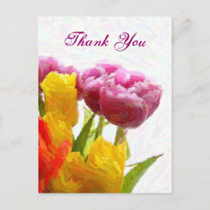 Purple & Yellow Tulips Thank You Postcards