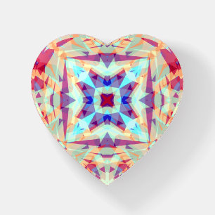 Purple Yellow Turquoise Geometric Colorful Heart Paperweight