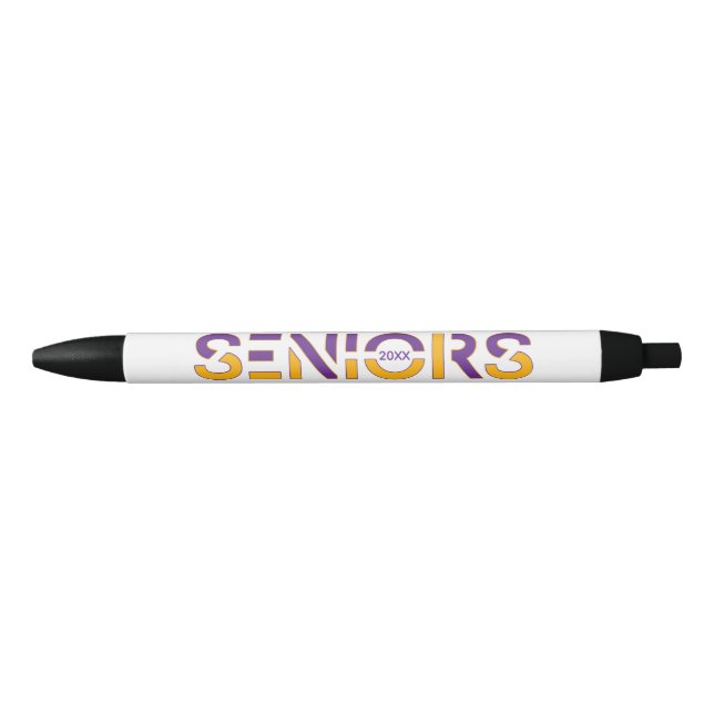 Purple & Yellow Two-Color Seniors Sliced Letters Pen (Front)
