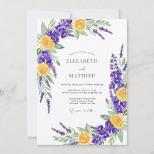 Purple Yellow Vibrant Meadow Wedding Invitation