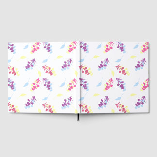 Purple Yellow Vintage Flowers Guest Book