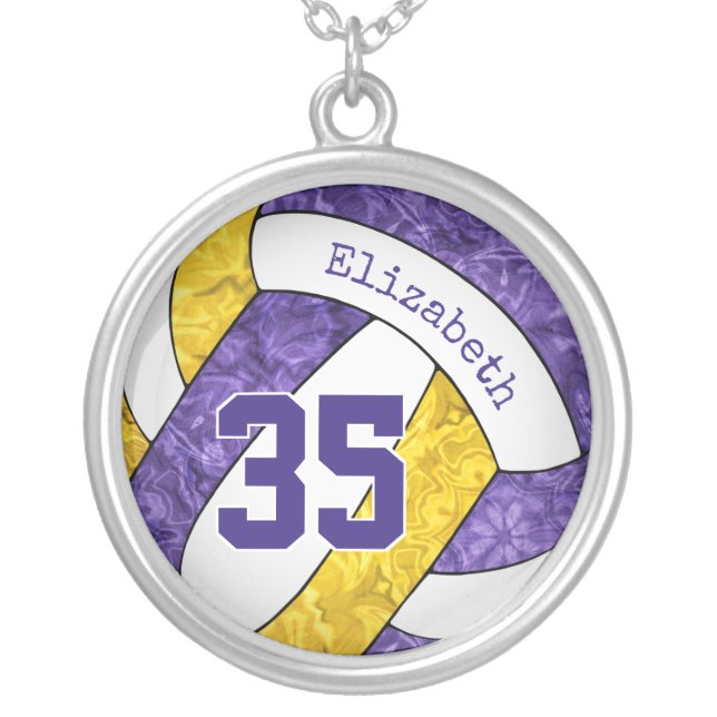 purple yellow volleyball jewelry team sports girls (Front)