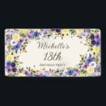 Purple Yellow Watercolor Floral 18th Birthday Banner<br><div class="desc">Pretty purple and yellow watercolor floral botanical watercolor 18th birthday party banner. Customized with the name and age of the guest of honor. Contact me for assistance with customization or to request matching products.</div>
