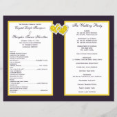 Purple Yellow White Floral, Hearts Wedding Program (Back)