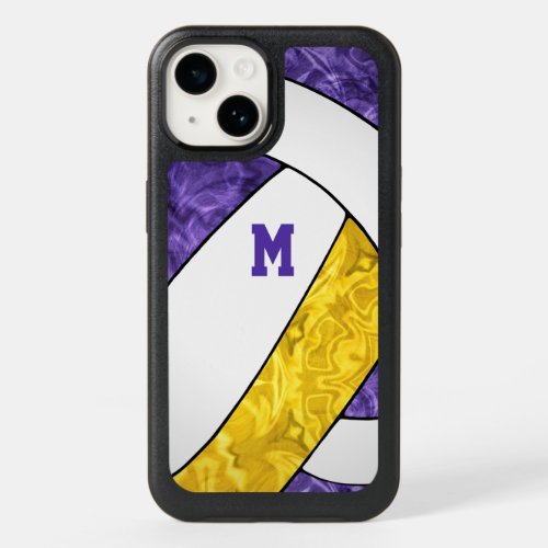 purple yellow white school colors girls volleyball OtterBox iPhone 14 case