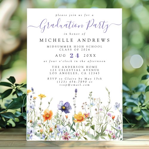 Purple Yellow Wildflower Graduation