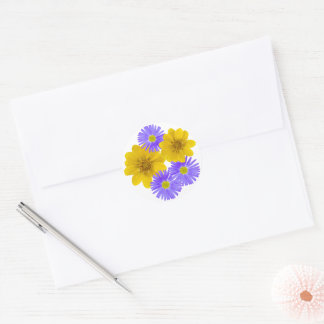 Purple Yellow Wildflower Mix Photo Classic Round Sticker