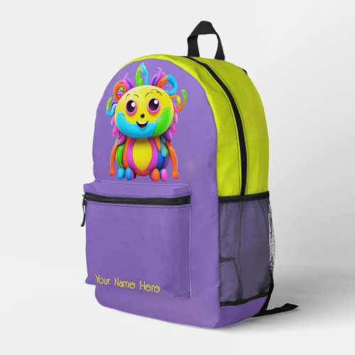 Purple Yellow with Yellow ET Happy Face  Printed Backpack