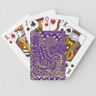 Purple Yellow Zendangle Design on Playing Cards