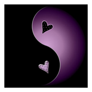 purple yin yang heart - poster