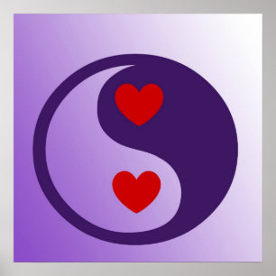 Purple Yin Yang Hearts Poster