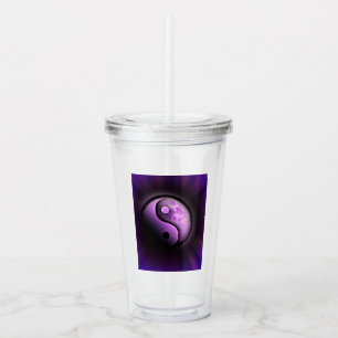 Purple Yin Yang Moon Acrylic Tumbler