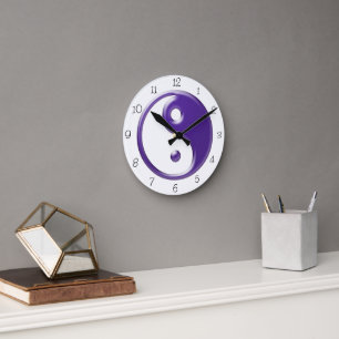 Purple Yin Yang Round Clock