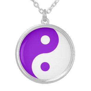 Purple Yin Yang Symbol Silver Plated Necklace