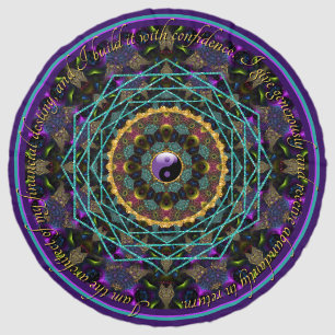 Purple Yin Yang Wealth Affirmation Mandala Beach Towel