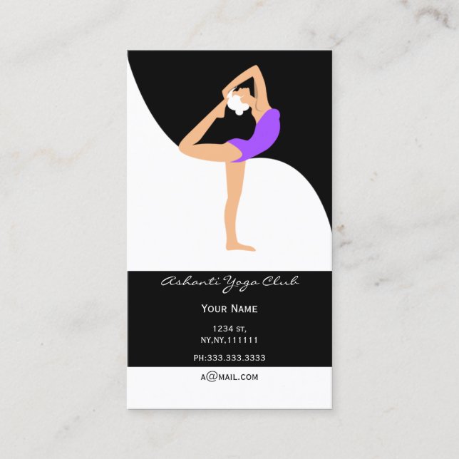 purple Yoga Business Cards (Front)