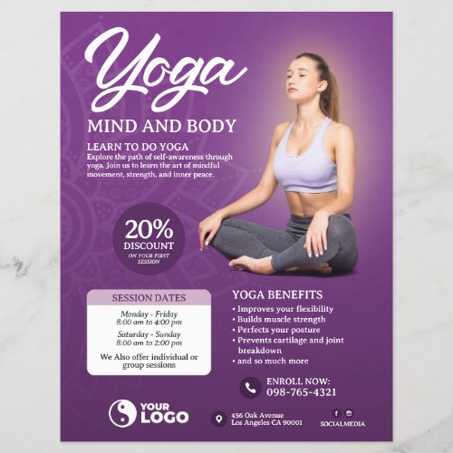 Purple Yoga Class  Flyer