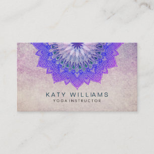 Purple Yoga Instructor Lotus Flower Massage Business Card