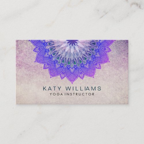 Purple Yoga Instructor Lotus Flower Massage Business Card